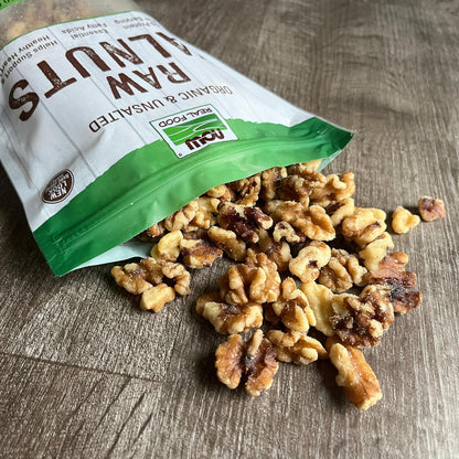 NOW Foods, Certified Organic Walnuts, Raw and Unsalted, Halves and Pieces, Good Source of Protein and Healthy Fatty Acids, Certified Non-GMO, 12-Ounce (Packaging May Vary)