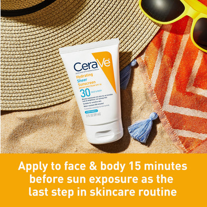 CeraVe Hydrating Sheer Sunscreen SPF 30 with Hyaluronic Acid, 5oz