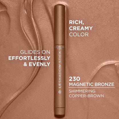 L'Oreal Paris Makeup Le Shadow Stick Eyeshadow, Blendable, Smudge-Resistant, Cream Eyeshadow, Magnetic Bronze, 0.05 Oz